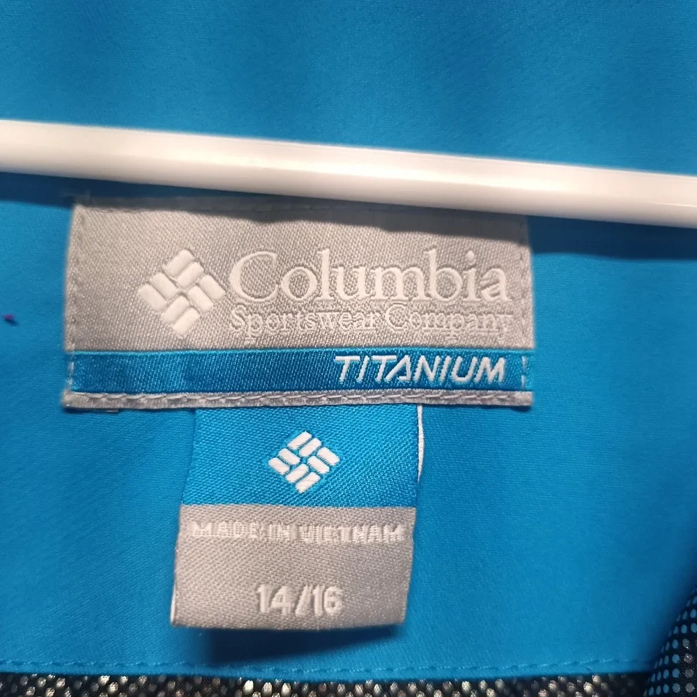 Columbia Titanium Omni-Tech Youth 14/16‎ Blue/White Omni-Heat Waterproof FLAW